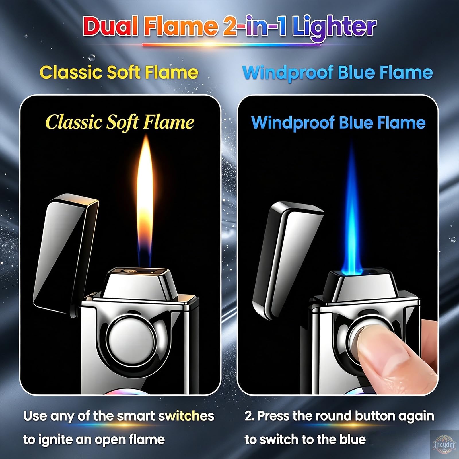 Briquet Coupe-Vent Intelligent au Butane avec 4 Modes d'allumage