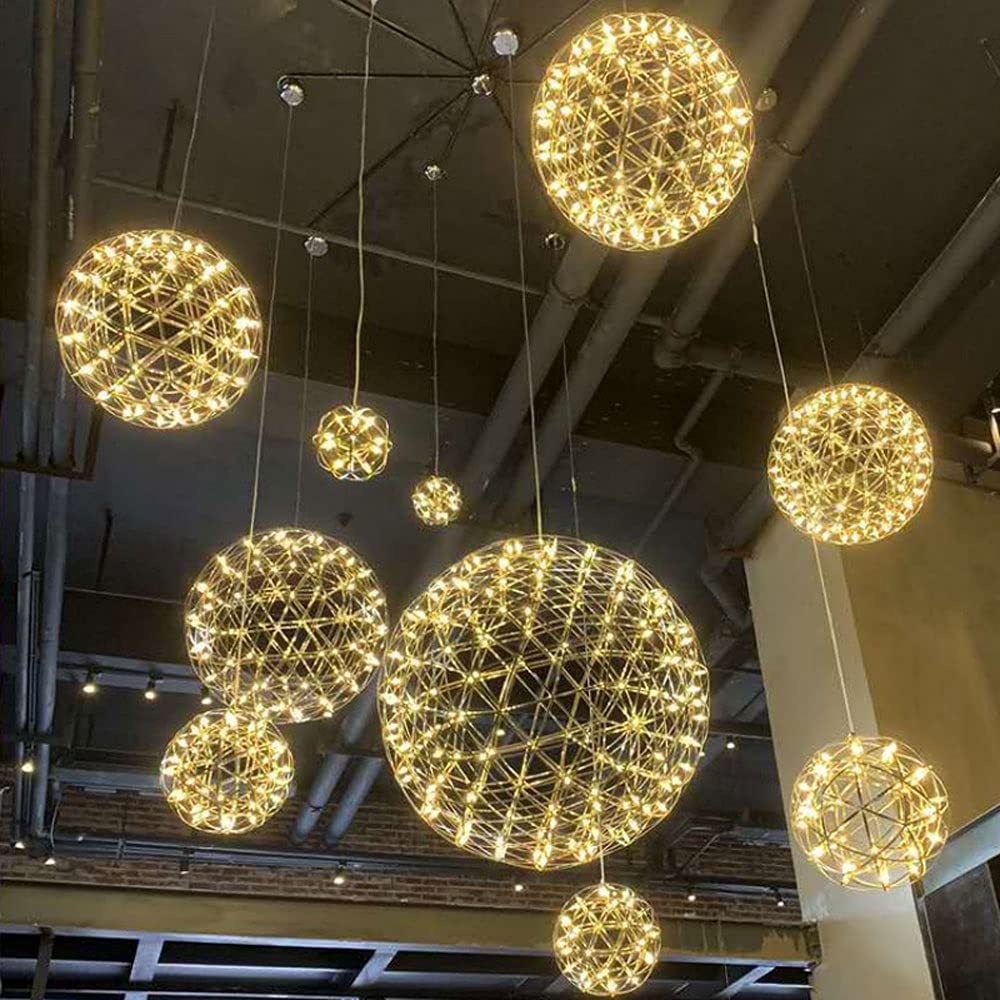 Nowoczesna lampa wisząca Gypsophila - sferyczny żyrandol ze stali nierdzewnej do restauracji, salonu, sklepu odzieżowego, kawiarni i dekoracji ślubnej - elegancka oprawa oświetleniowa do domu