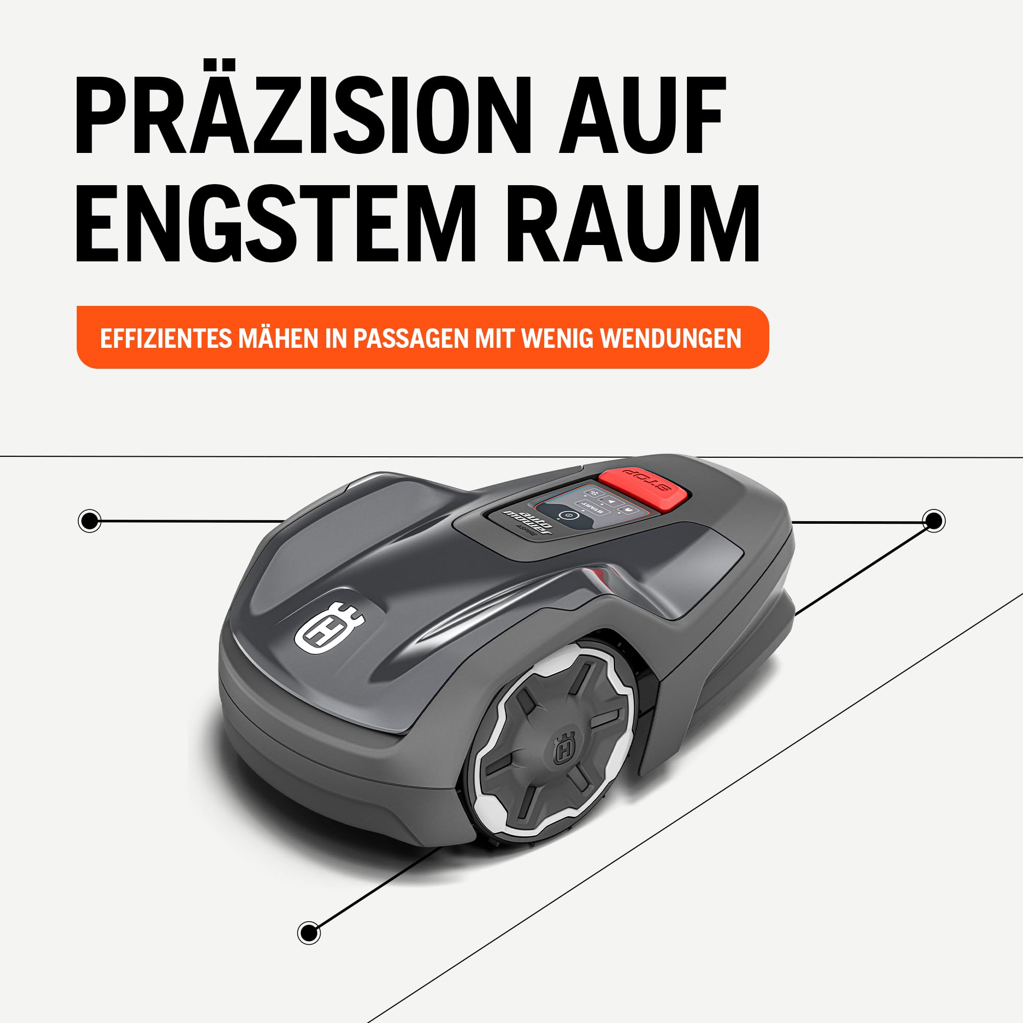 Husqvarna Mähroboter Automower Aspire R4 für 400 m² Fläche I Akku Rasenmäher Roboter, Steuerung per Connect App (inkl. Sprachsteuerung, WLAN, Bluetooth) mit Installations-Kit