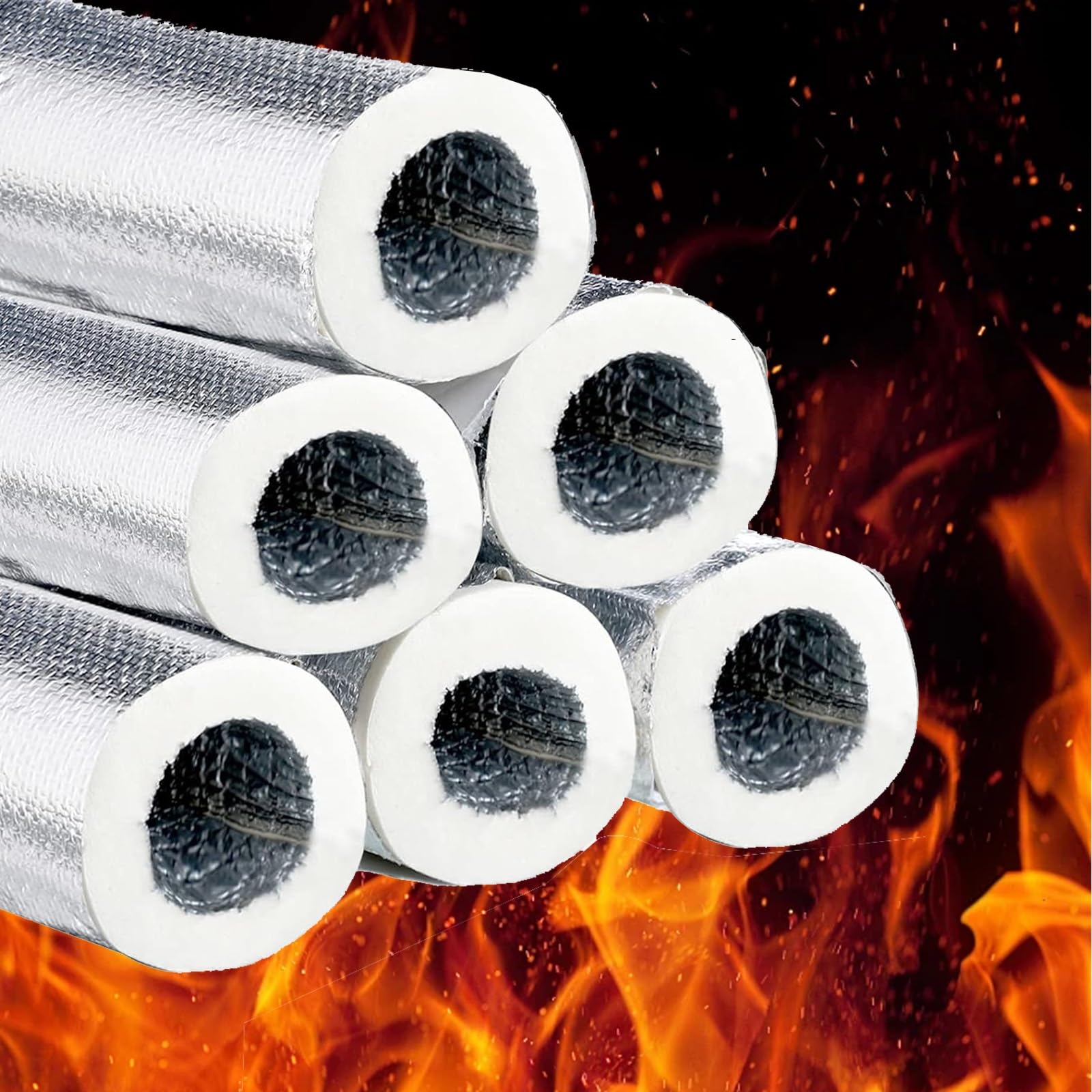 Tubería De Aislamiento Aislante Tuberias Agua, Fundas De Aislamiento Térmico para Tuberías Exteriores, Retardante De Llama, Anticongelante, para Tubos Fríos O Calientes(L 1m-170mm/6.7in-20mm)