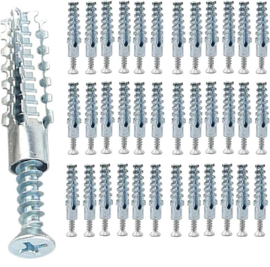 Self Tapping Drywall Anchors, Heavy Duty Concrete Screws with Serrated Thread, M6 METALs Expansion Bolts for Hollow Wall Fastener Kit, Carbon Steel Screw Set for Pipe Mounting(50pcs M8)