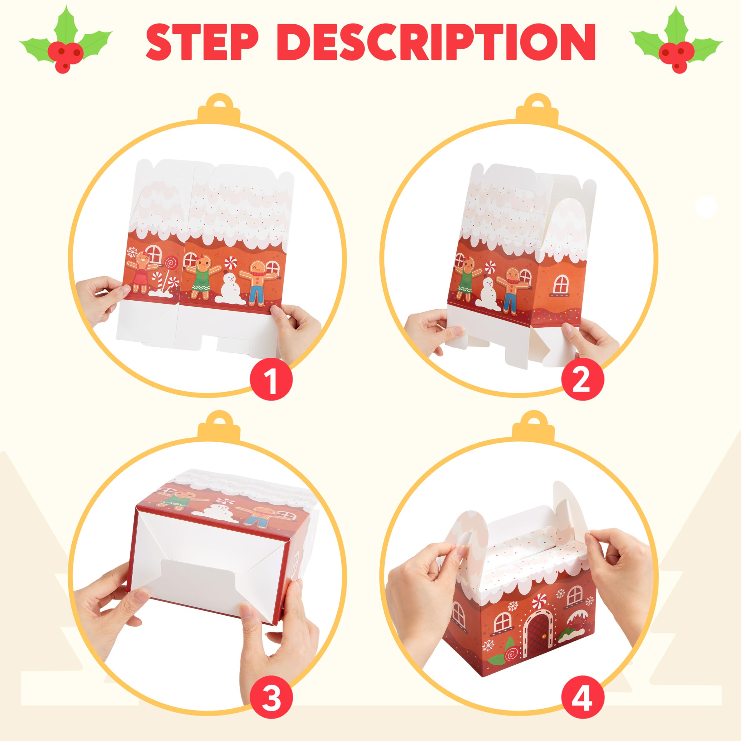 JOYIN 24 cajas de cartón para galletas navideñas 3D para regalos de Navidad, suministros de fiesta para la escuela, el aula