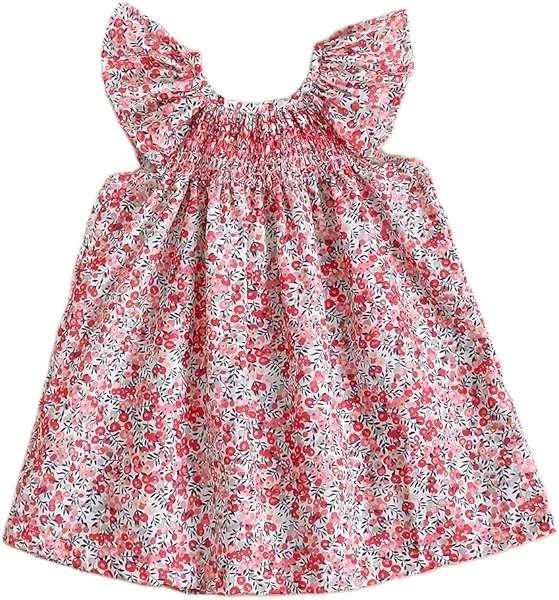 Summer Outfit Toddler Baby Girl Floral Dress Ruffle Sleeveless Dresses Tunic Dress Summer Sundress Girls Casual Dress