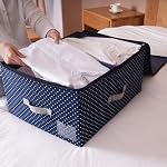 Nylon Washable Stacked Storage Box with Zip Lid, Folding Garment Storage Organizer Containers,Navy Blue