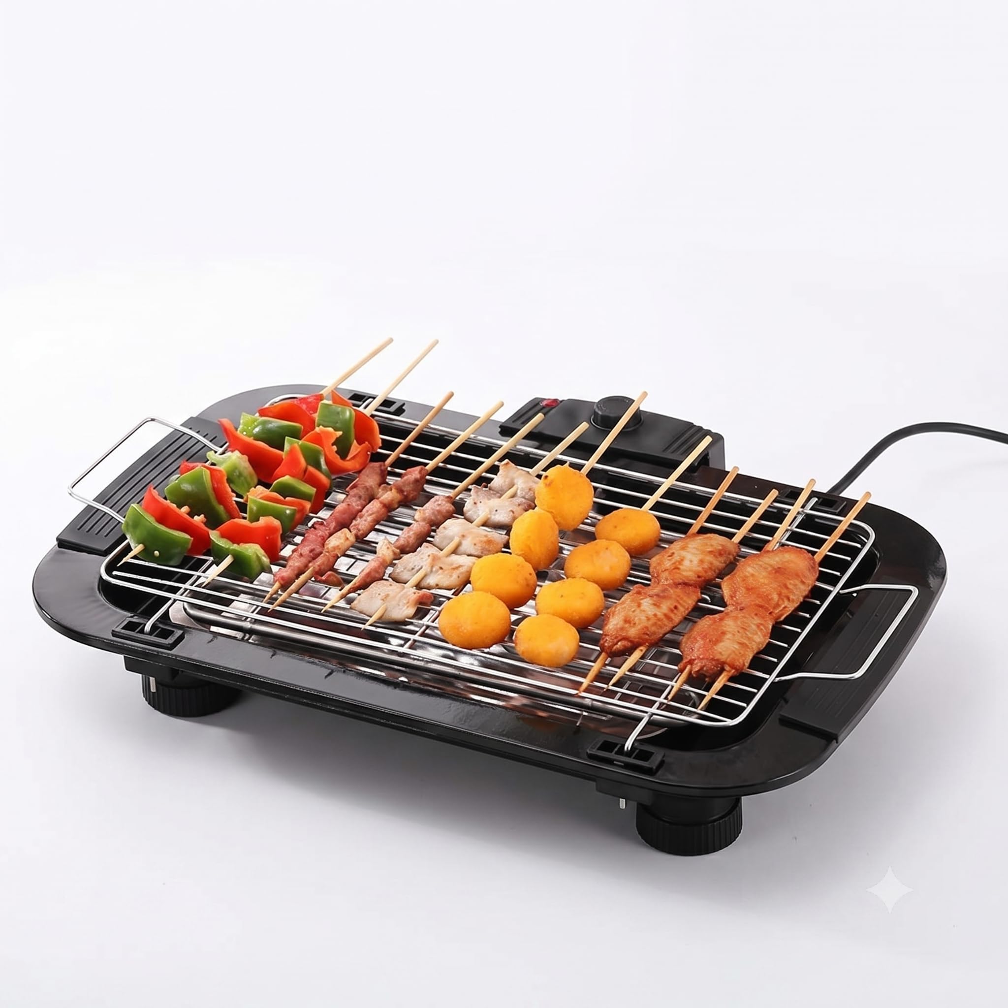 Electric Indoor Smokeless Grill – Portable Countertop BBQ Grill with Adjustable Temperature Control, Removable Non-Stick Wire Grate, and Drip Tray-image-29