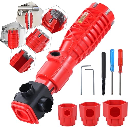 Upgrade All in One Wrench Tool for Faucet and Sink, Faucet and Sink Installer with Useful Gadgets, 25 in 1 Multifunctional Wrench Plumbing Tool for Toilet Bowl, Sink, Bathroom, Kitchen Plumbing