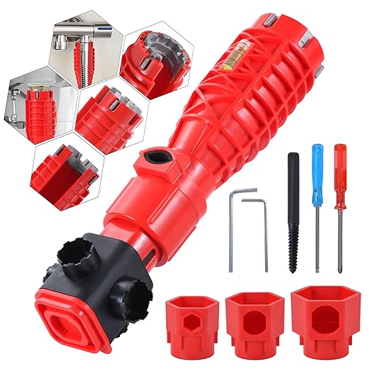 Upgrade All in One Wrench Tool for Faucet and Sink, Faucet and Sink Installer with Useful Gadgets, 25 in 1 Multifunctional Wrench Plumbing Tool for Toilet Bowl, Sink, Bathroom, Kitchen Plumbing