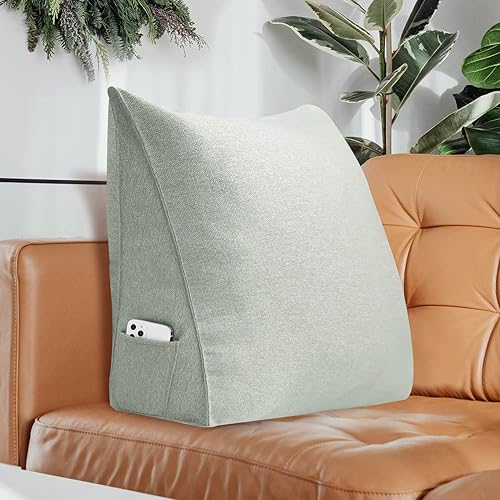 Miniatura 2 de Almohadas de cuña para cabecero, almohada de lectura, almohadas de respaldo para sentarse en la cama, cojín triangular grande de algodón y lino,