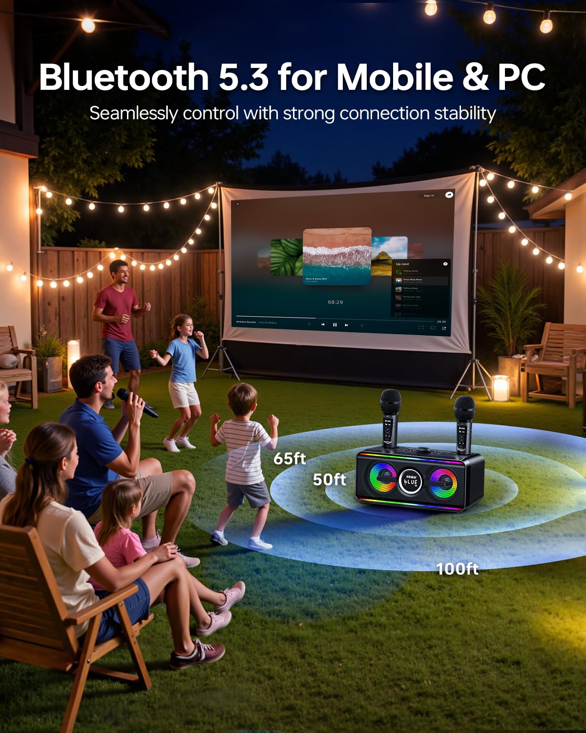 216 Bluetooth-Karaoke-Maschine für Erwachsene und Kinder mit Aufbewahrungs- und Ladestation, Leistungsstarkem Karaoke-System, 12 Stunden Spielzeit, Wiederaufladbarem Kabellosem Mikrofon