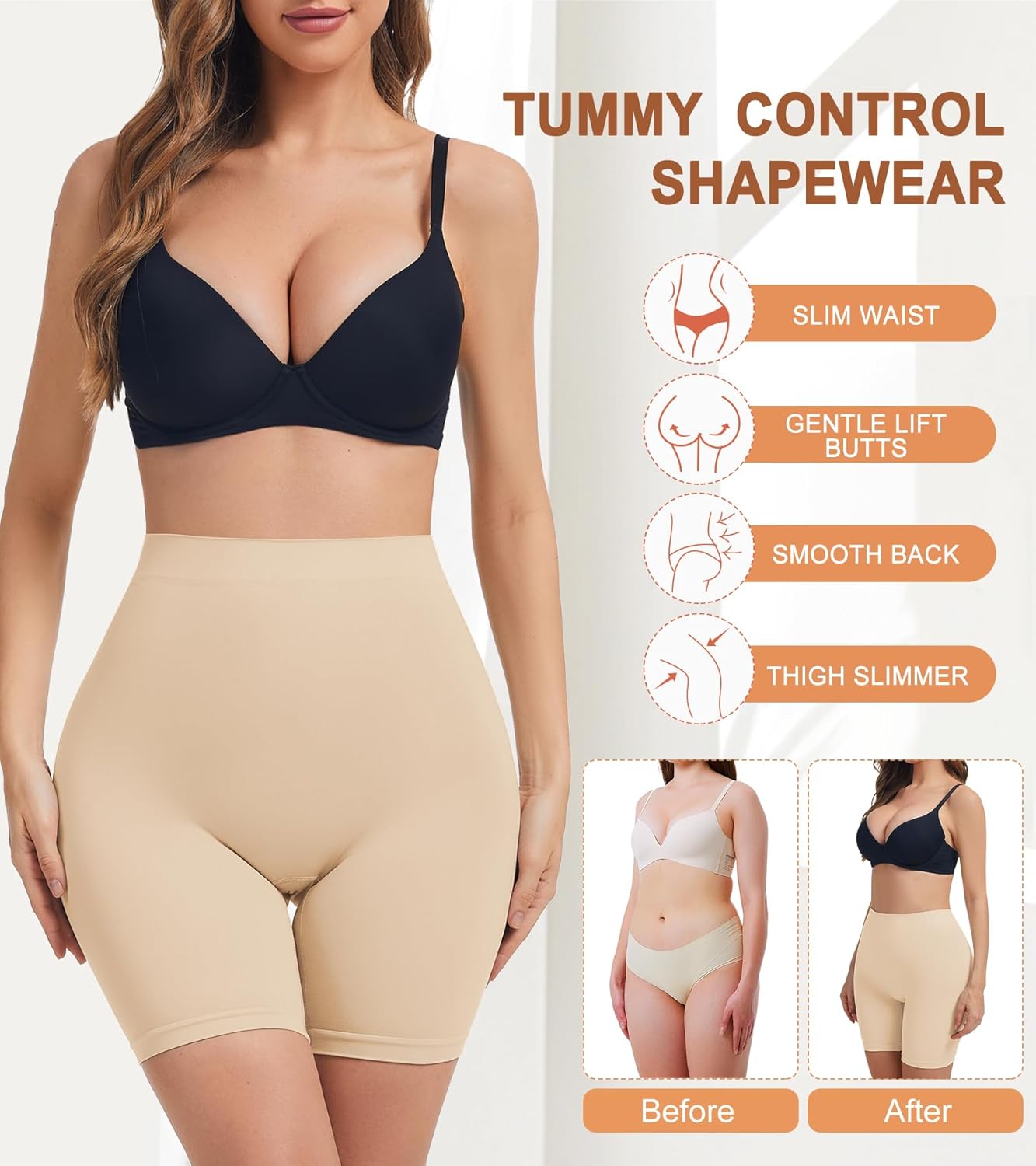 Seamless Slip Shorts for Under Dresses Women High Waist Shapewear Shorts Tummy Control Anti Chafing Underwear - Image 5