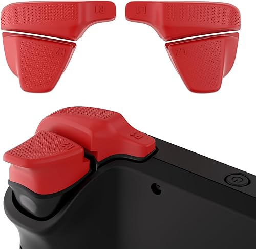 Vista 6 de PlayVital Botones de hombro Juego de mejoras de gatillo para pulgar, tapas de agarre para Steam Deck Rojo