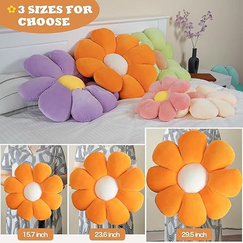 Miniatura 3 de ZAKUN Almohada de flores, cojín de 15.7 pulgadas, bonito cojín de asiento con forma de flor, almohadas decorativas de flores estéticas para sofá,