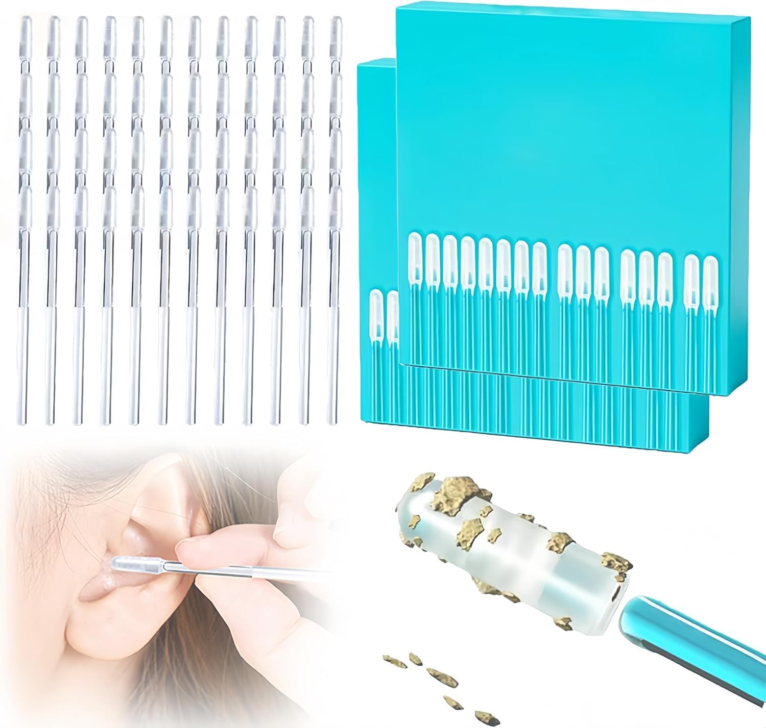 Earwax Removal Adhesive Swabs, 2026 New Reusable Sticky Ear Swabs with Soft Flexible Tip, Washable Ear Cleaning Sticks with Dust Cover Packaging, Ear Cleaning Tool for Adults (48Pcs, Small)