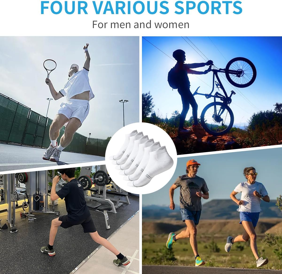 6 Pairs Ankle Running Socks for Men & Women Low Cut Breathable Cushioned Tab Design Moisture Wicking Athletic Socks - Image 6