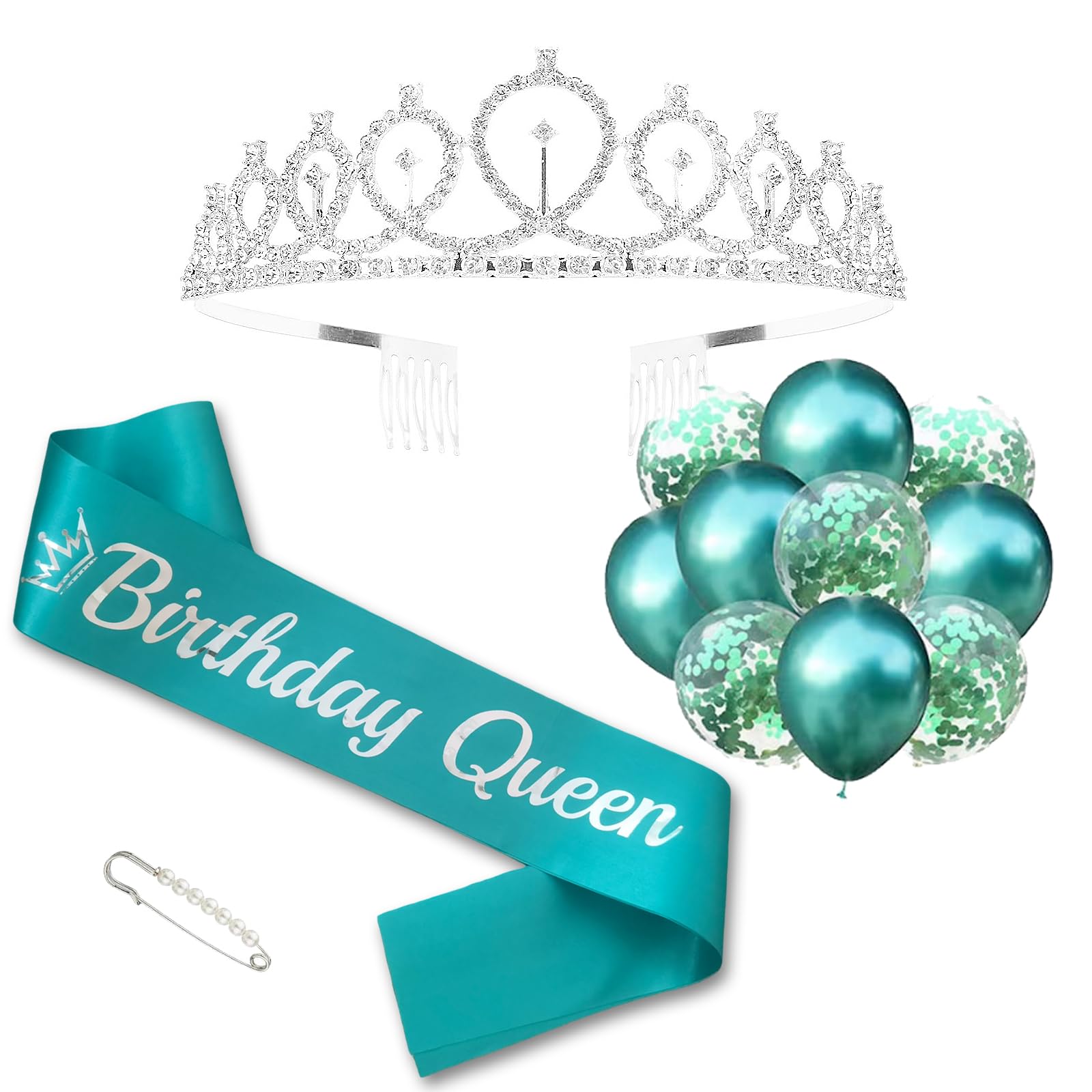 Happy Birthday Schärpe & Tiara Kit In Grün - Für Geburtstagsfeiern & Partys