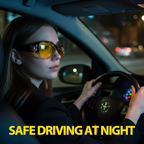 Vista 2 de Myiaur Gafas de conducción de visión nocturna para mujer, lentes amarillas polarizadas para reducir el deslumbramiento