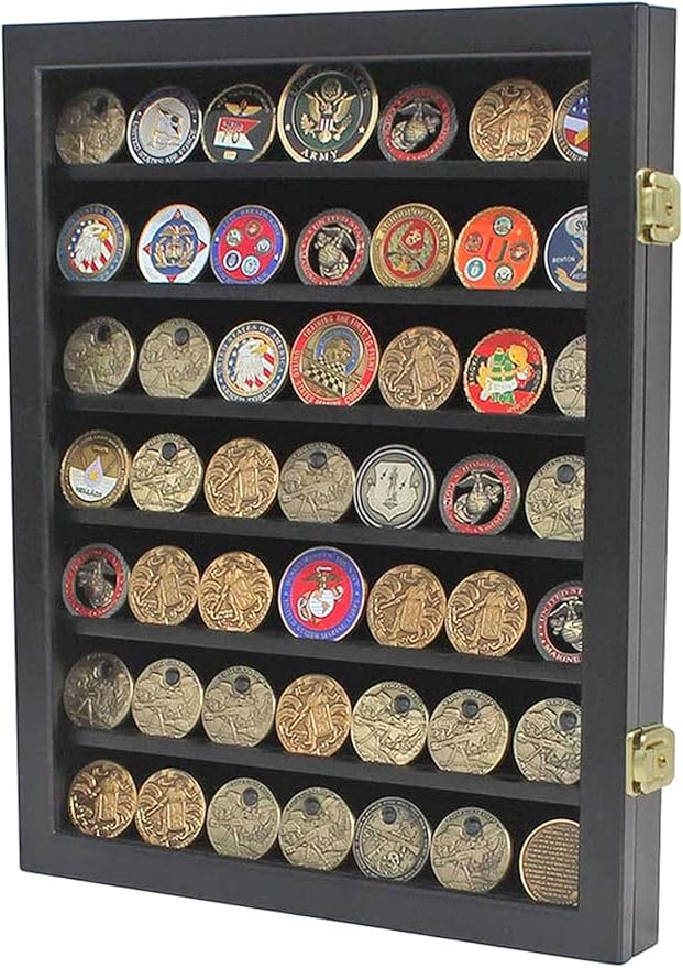 Amazon.co.jp Military Challengeコイン ディスプレイケース キャビネットラック シャドーボックスウッド