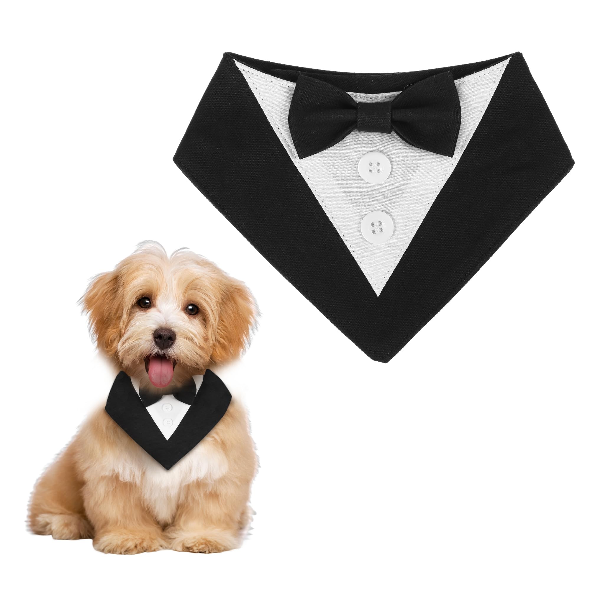 Pañuelo para perros para esmoquin, pañuelo para el cuello de perro, pañuelo para el cuello, bufanda triangular, pajarita para perros, pajarita formal, ajustable, corbata para cumpleaños, boda, perros