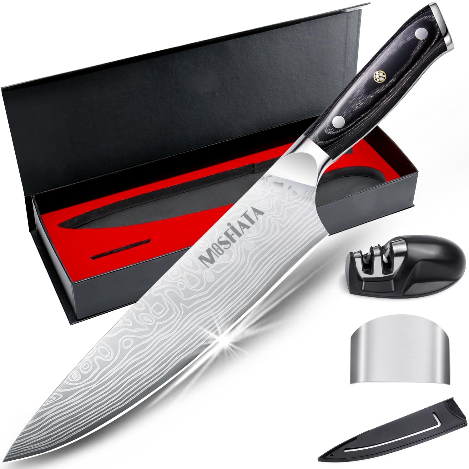 MOSFiATA 8" Carving Knife & 7" Fork Set - Premium Meat Cutting Knife, German High Carbon Stainless Steel EN.4116 BBQ Knives for Slicing Meats, Fruits & Vegetables — Amazon image 9