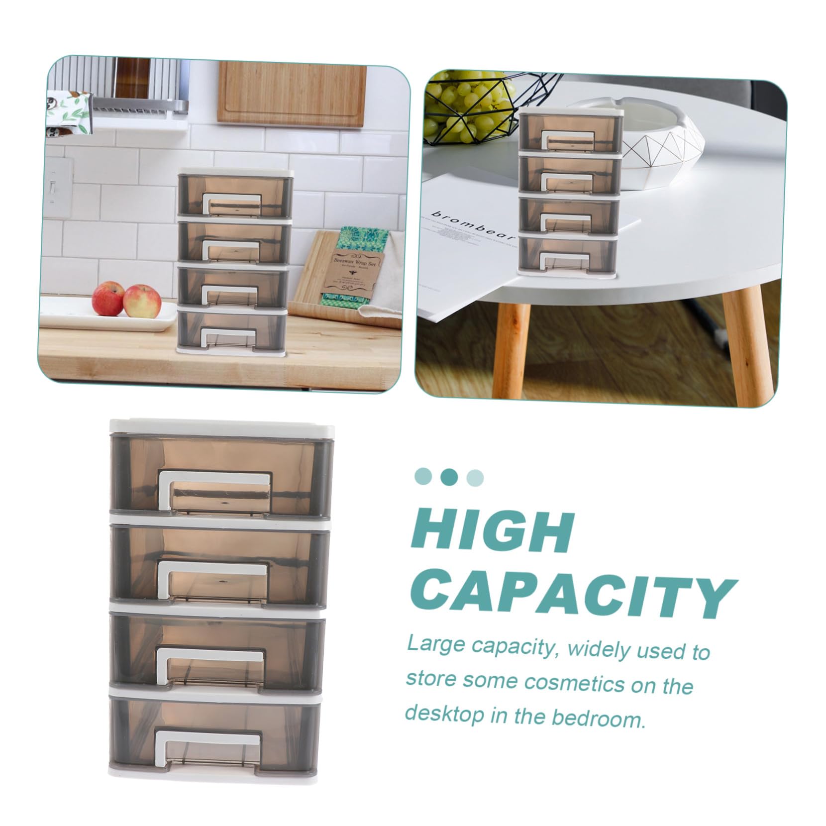 HOMSFOU Scatola Portaoggetti Multi- Trasparente in Plastica Cassettiera Impilabile da Scrivania per Cosmetici e Accessori Organizer Pratico e Capiente per Casa e Ufficio