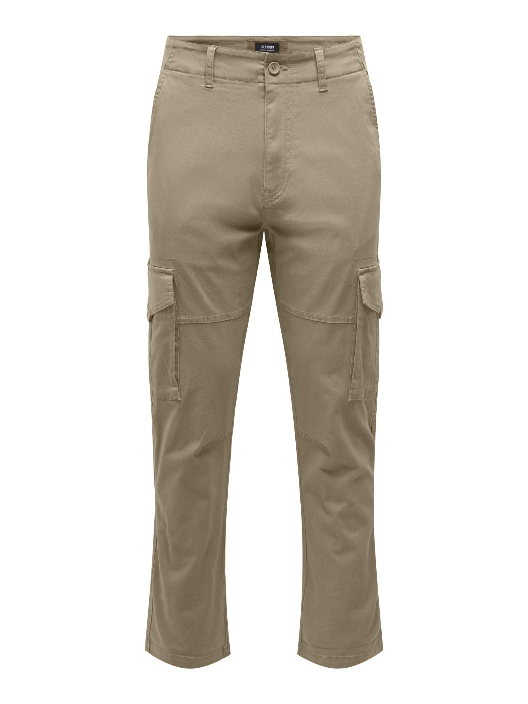 Only & Sons Men's Tan Dean Regular Fit Cargo Pants - Size 28W S