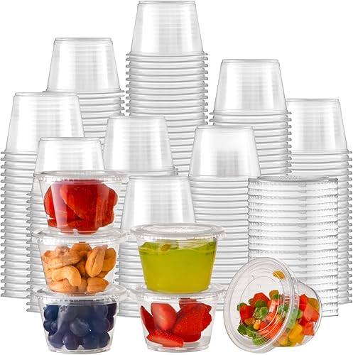 Fit Meal Prep Paquete de 1250 vasos de gelatina de 4 onzas con tapas, tazas desechables para porciones de soufflé para salsa
