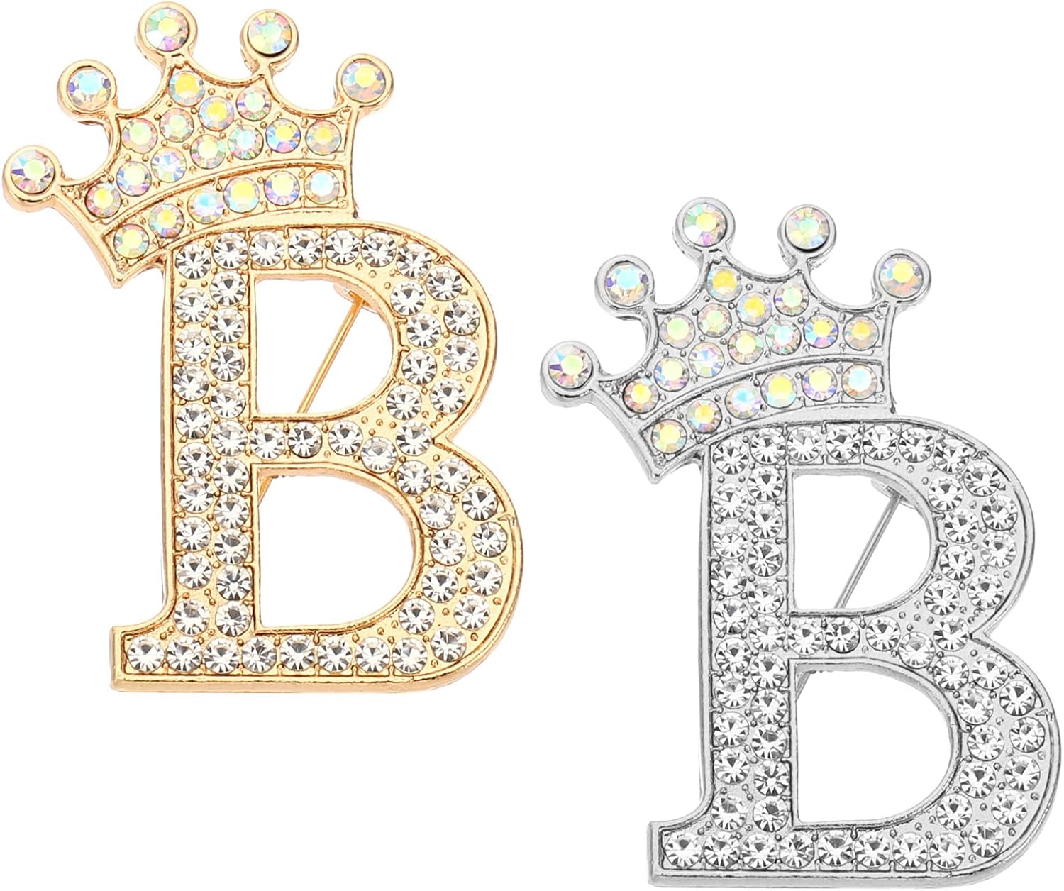 PATIKIL Letter Brooch Pins, Crown Initial Rhinestone Alphabet Letter Lapel Badges Pin for Women Suits Dress