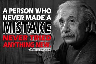 Albert Einstein Quote A Person Who Never Made a Mistake Never Tried Anything New Motivational Educational Inspirational Poster 12-Inches by 18-Inches Print Wall Art CAP00010 - coolthings.us