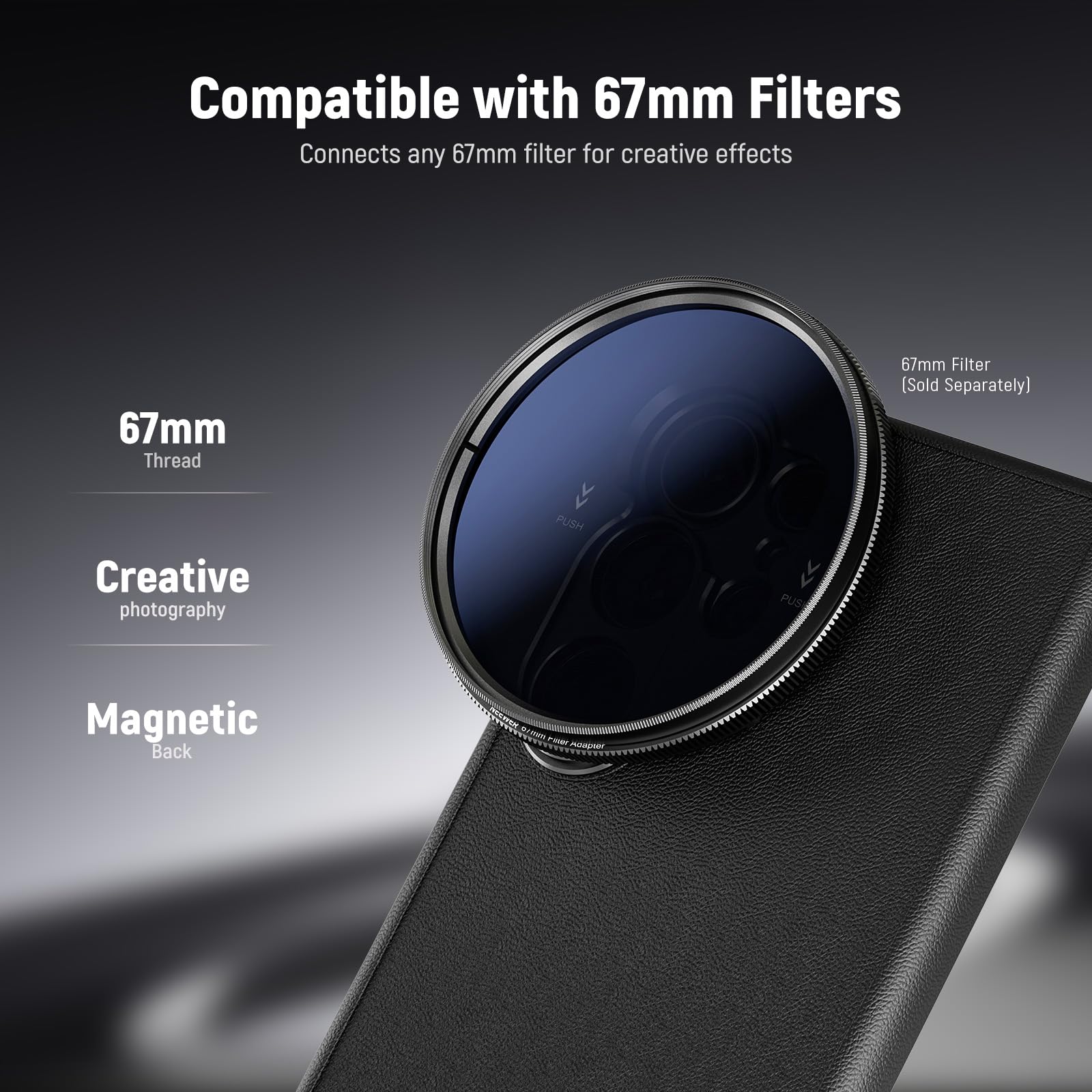 NEEWER S25 Ultra Case, Custodia Protettiva per Telefono in Pelle Artificiale con Attacchi Lenti 17mm Adattatore Filtro 67mm per Video, Compatibile con Samsung Galaxy S25 Ultra Ricarica MagSafe, PA092