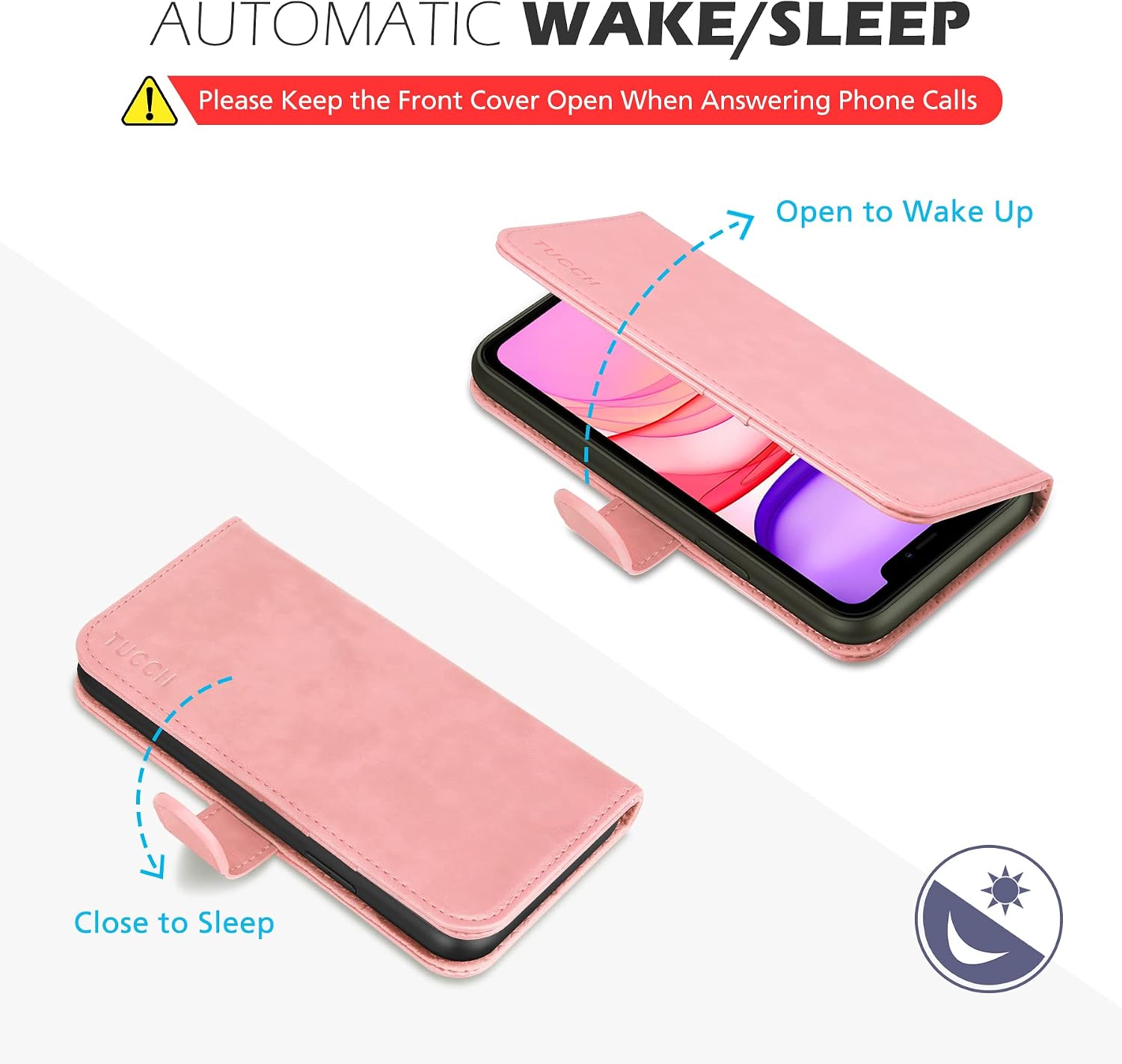 TUCCH iPhone 11 Pro Max Wallet Case, RFID Protect Card Slot Stand Magnetic PU Leather Flip Cover with Auto Wake Sleep [TPU Shockproof Inner Case] Compatible with iPhone 11 Pro Max 6.5, Rose Gold