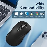 Vista 4 de Mouse inalámbrico Bluetooth (USB + BT1 + BT2), tamaño completo, desplazamiento de 4 vías, mouse silencioso multidispositivo para computadora, Negro