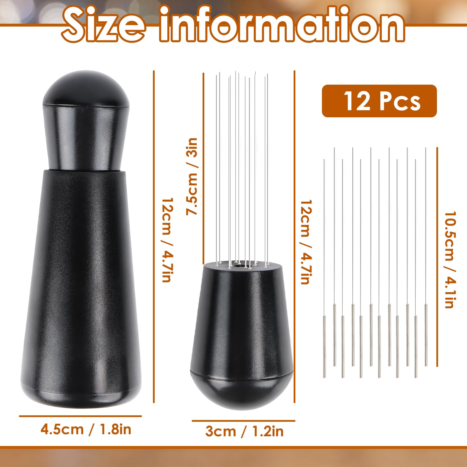 Jognee Wdt Tool, distributore di caffè rimovibile con supporto con 12 aghi da 0,4 mm, Wdt Tool Espresso Coffee Distributore, strumento di distribuzione Wdt per espresso