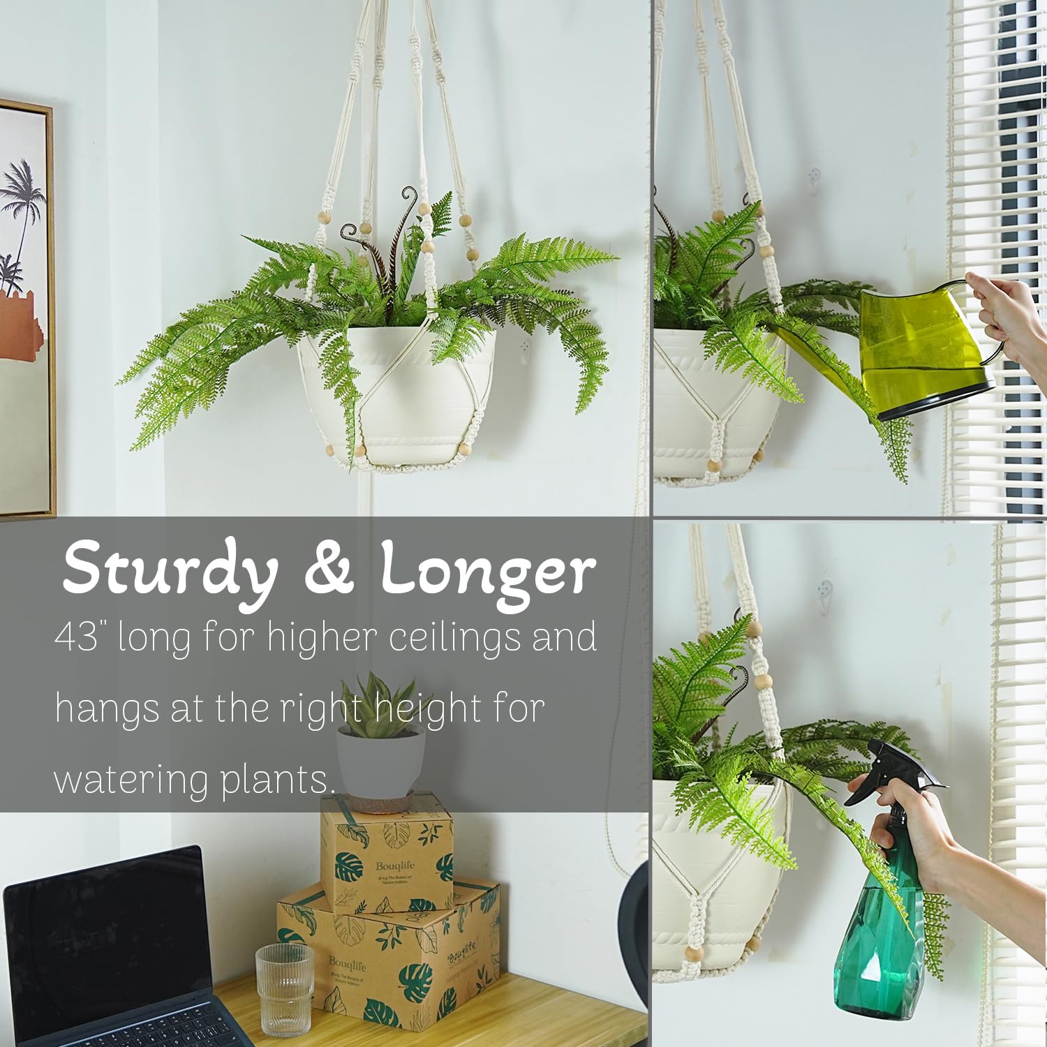 Amazon.com: Bouqlife 43 Inches Macrame Plant Hanger Large for 12
