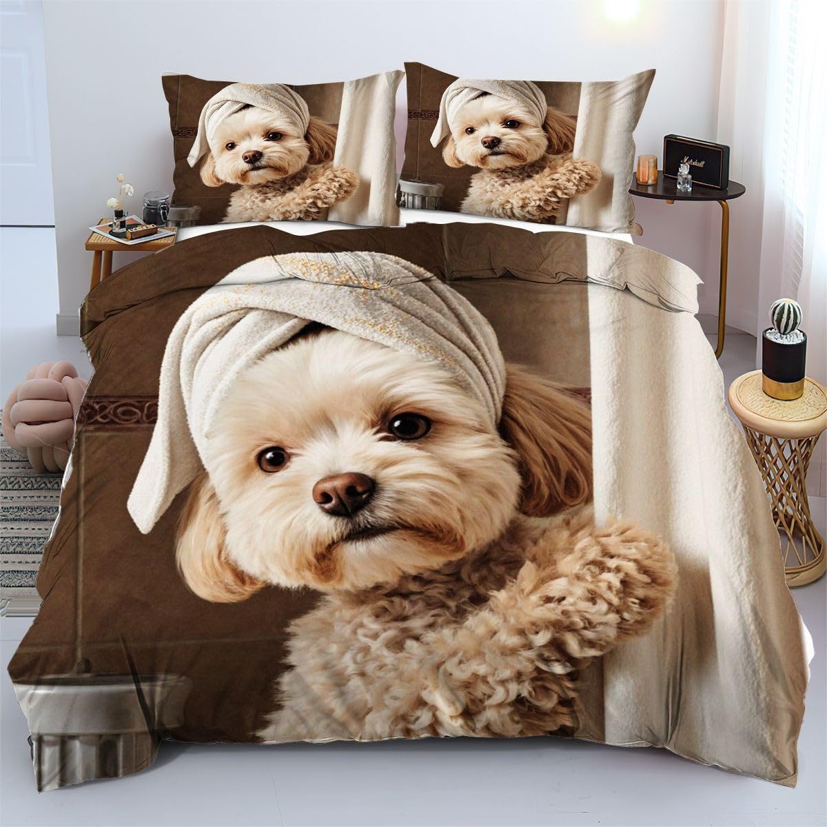 Linge de lit de haute qualité 140x200 cm motif chien pour maison