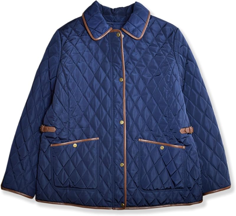 Lauren Ralph Lauren campera acolchada con forro polar para mujer (talla grande 1X, azul marino)