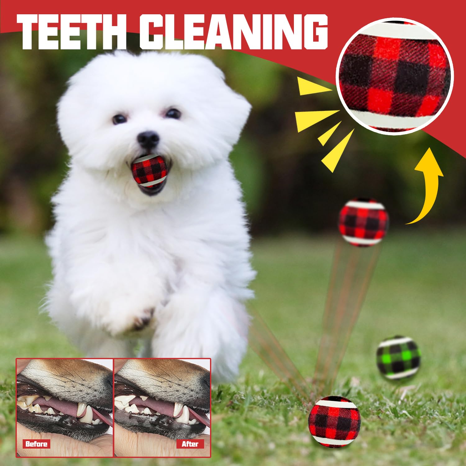 NICERINC PET X-Small Dog Tennis Balls Dog Toys Ball 1.5" Pack of 12, Fit Ball Launchers,Christmas Dog Toys - Image 3