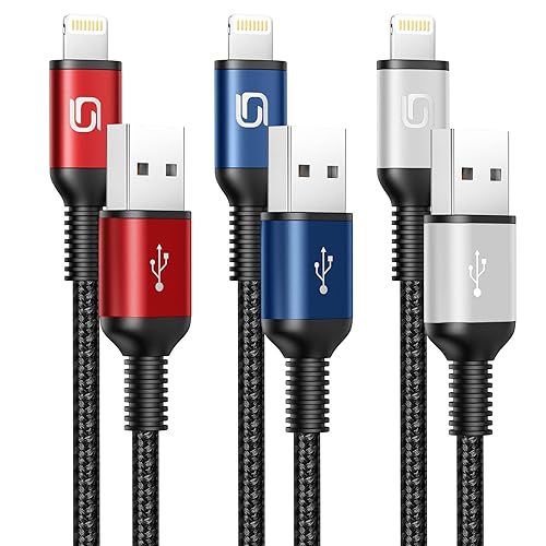 Miniatura 2 de Cargador para iPhone, paquete de 3 cables de 6 pies [certificado MFi de Apple], cable de carga rápida USB A a Lightning de 15 pies