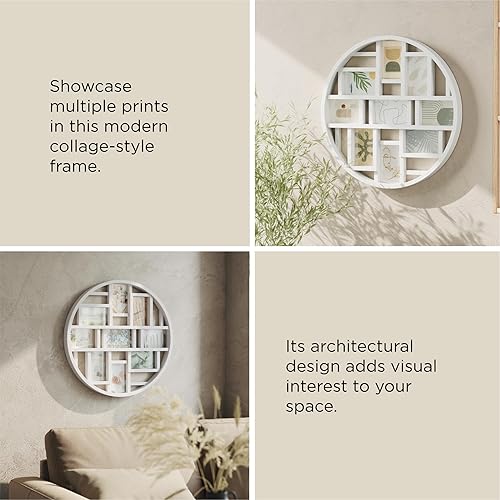 Miniatura 4 de Umbra Luna - Marco de fotos para collage con capacidad para nueve fotos de 4 x 6 pulgadas, diámetro grande de 22 pulgadas, blanco