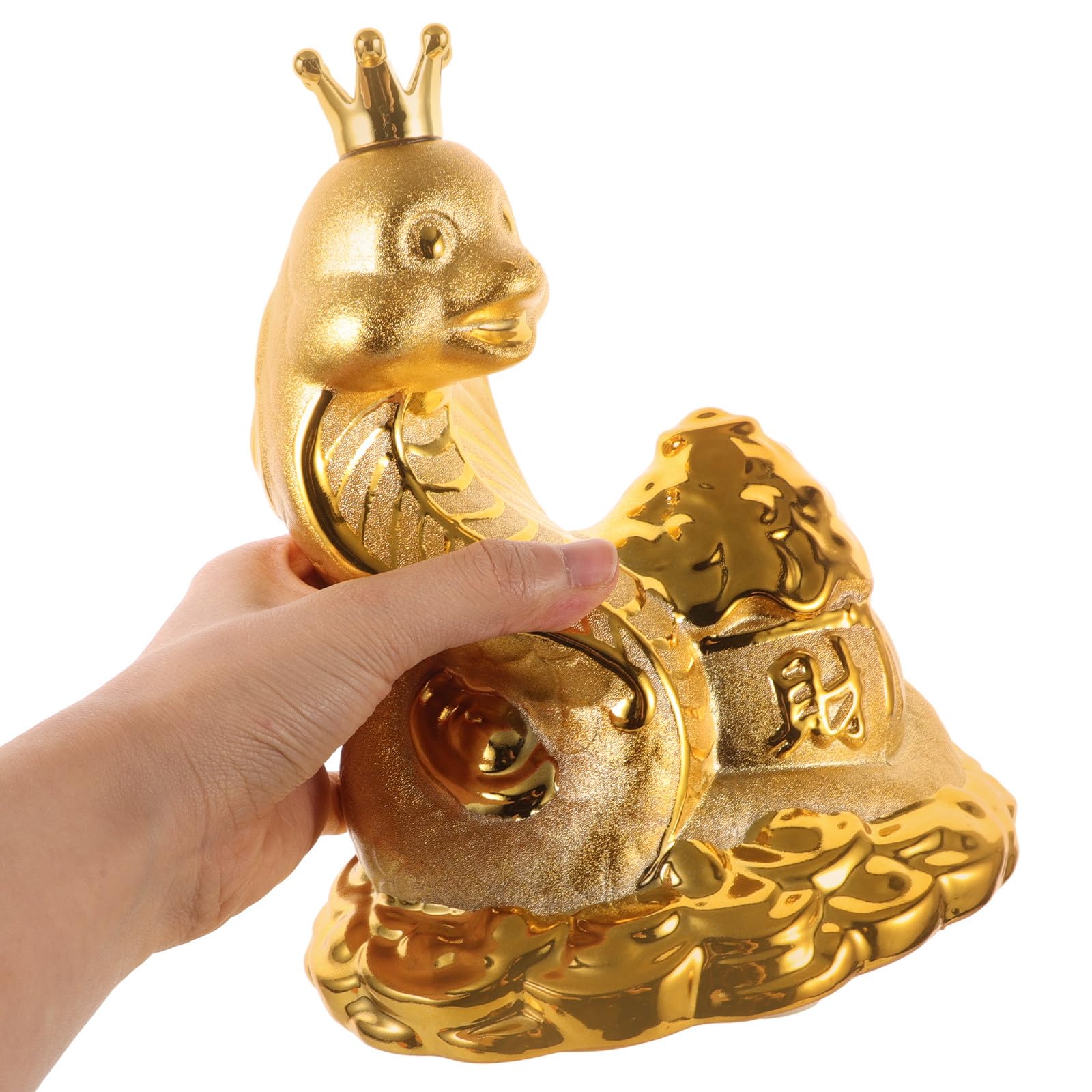 Abaodam Tirelire en Céramique Serpent Moyen, Récipient à Pièces Décoratif, Boîte à Économies pour Garçons, Statue Feng Shui Amulette, Organisateur D’épargne Familial, Présent Original