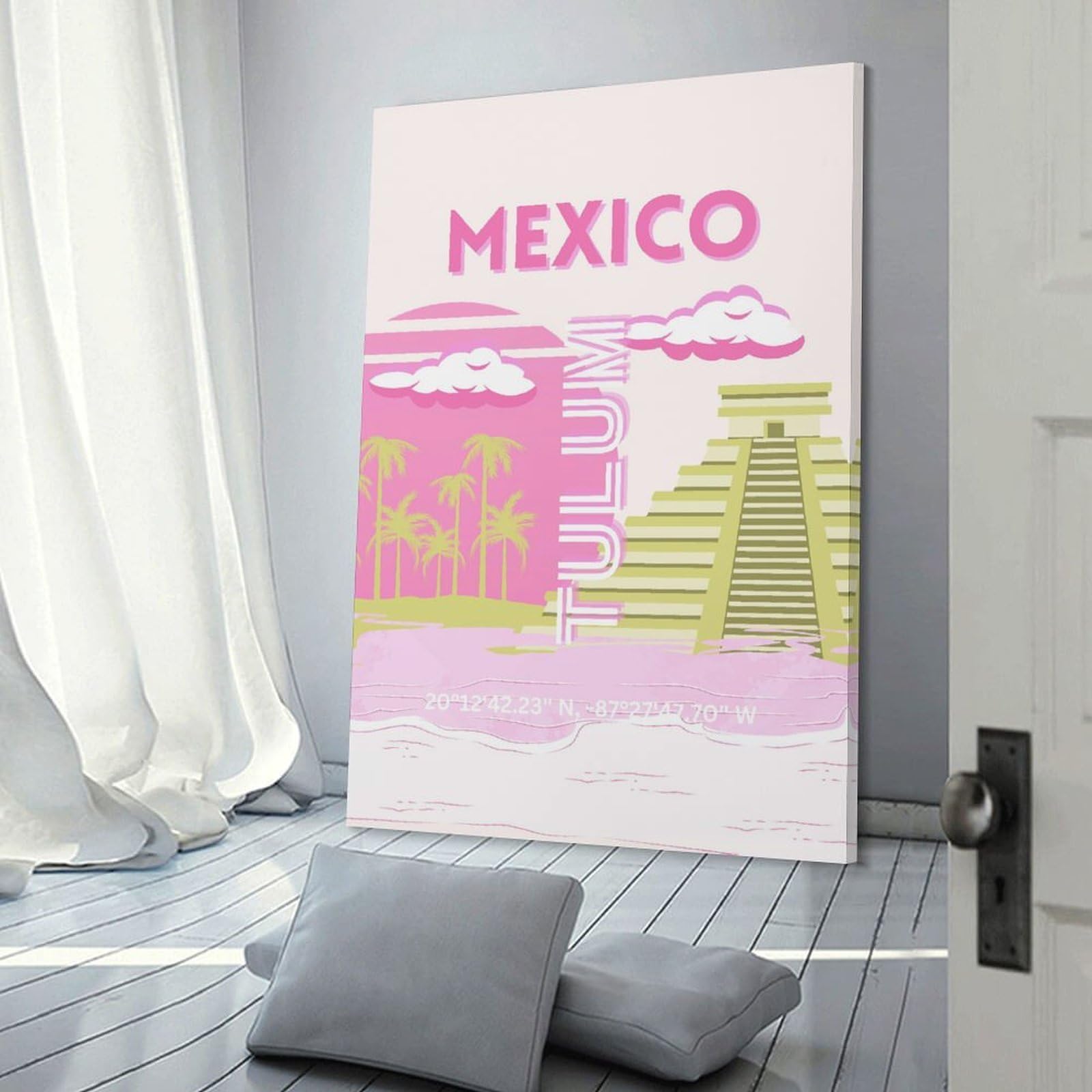 Junmoney Wall Picture Print Mexico Tulum Travel, 12x18inch(30x45cm), for Wall Displays, Bedrooms Or Room Updates, Wall Decor Suited to Curated Displays