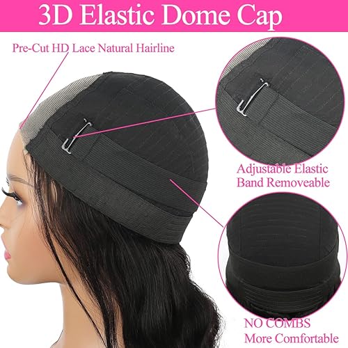Miniatura 3 de Pelucas de cabello humano con encaje frontal sin pegamento para mujer, peluca ondulada mejorada sin pegamento lista para usar, encaje 4x4,