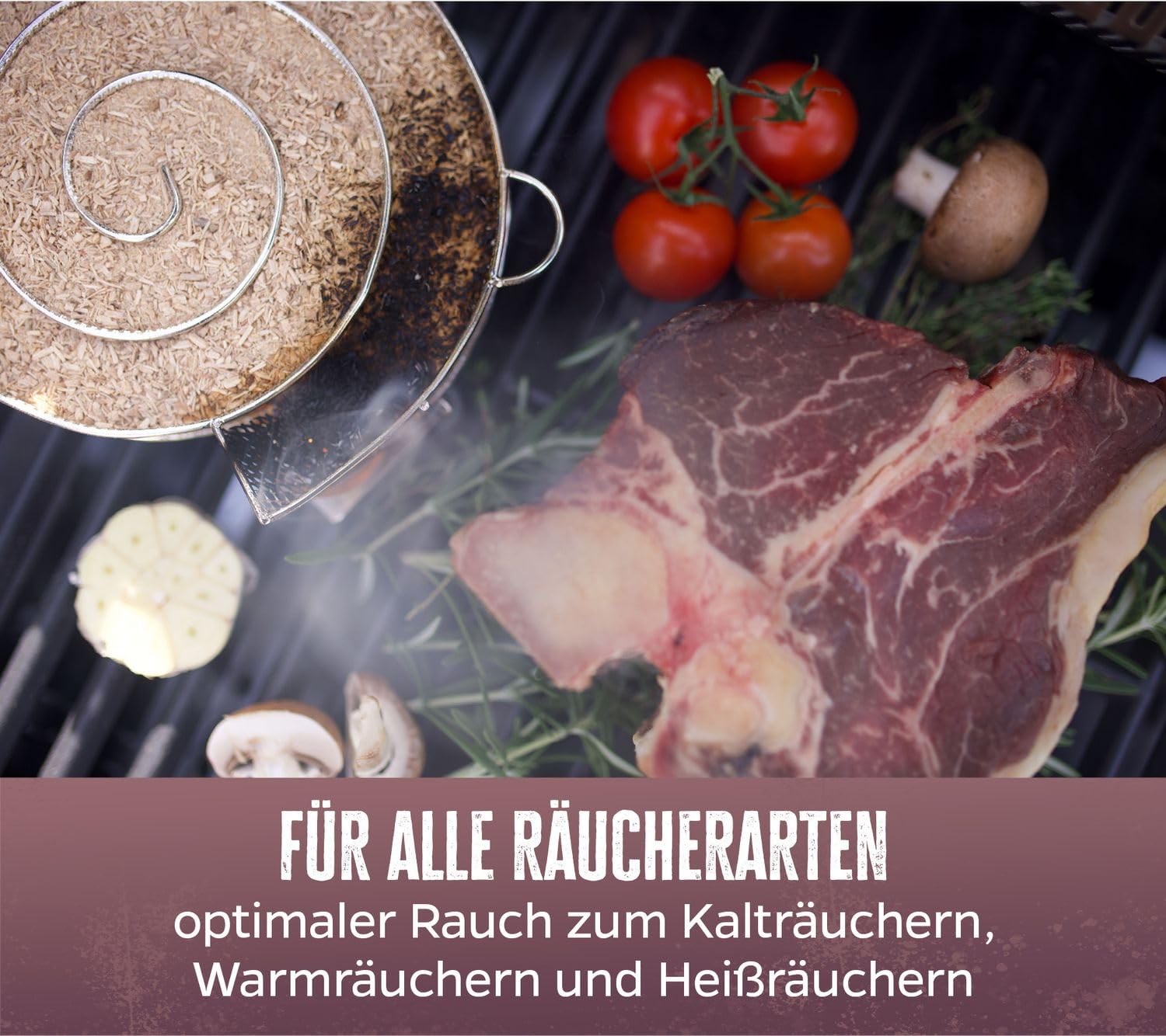 Grillfürst Kaltrauchgenerator - Rauchschnecke aus Edelstahl, runder Kaltraucherzeuger für Gas- und Kohlegrill sowie Räucherofen, XXL ø 31 cm