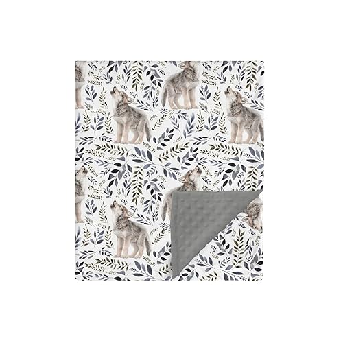 HawSkgFub Wild Wolf Foliage Mink Baby Blankets with Dotted Backing