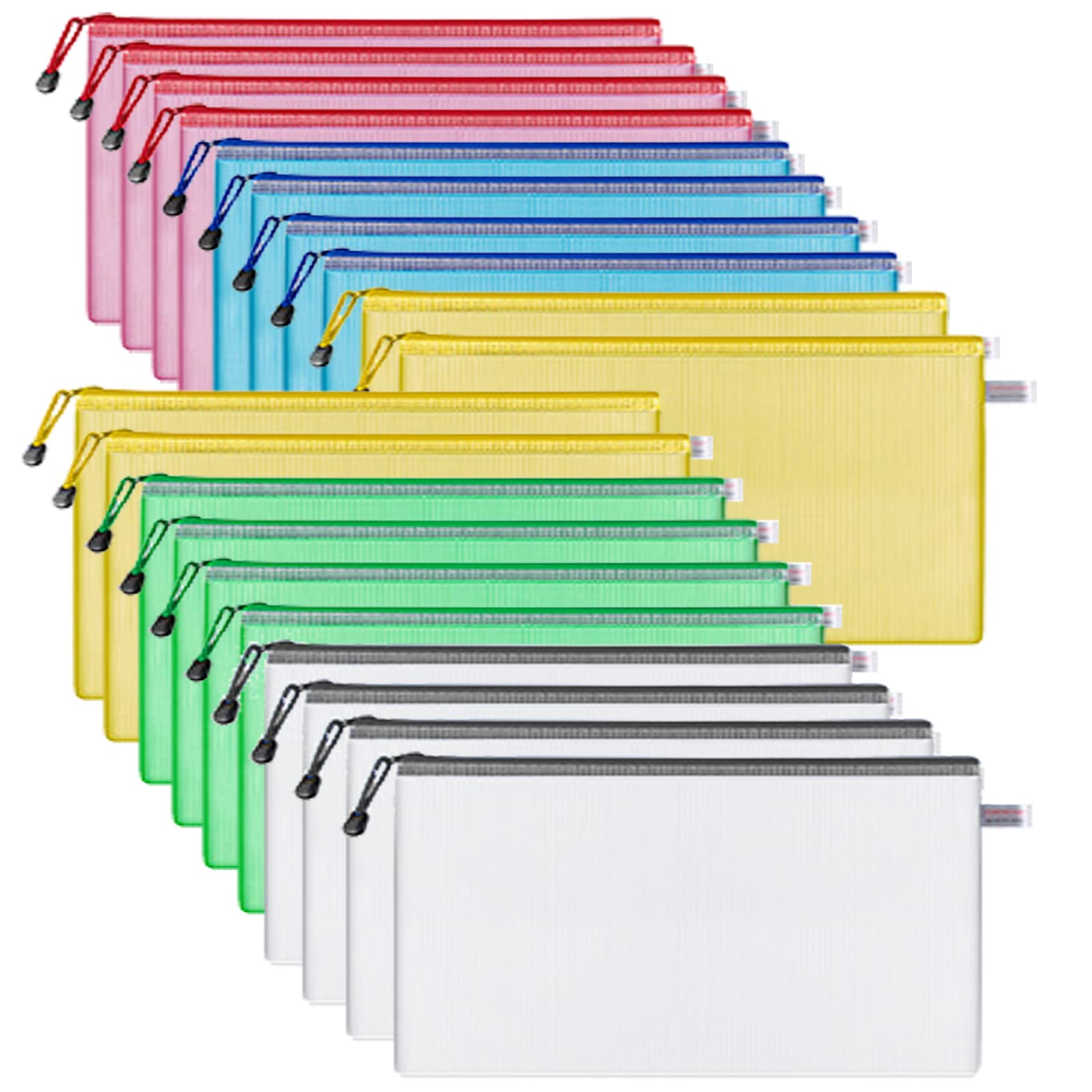 TCPENG Mesh Pencil Pouch Zipper File Bags