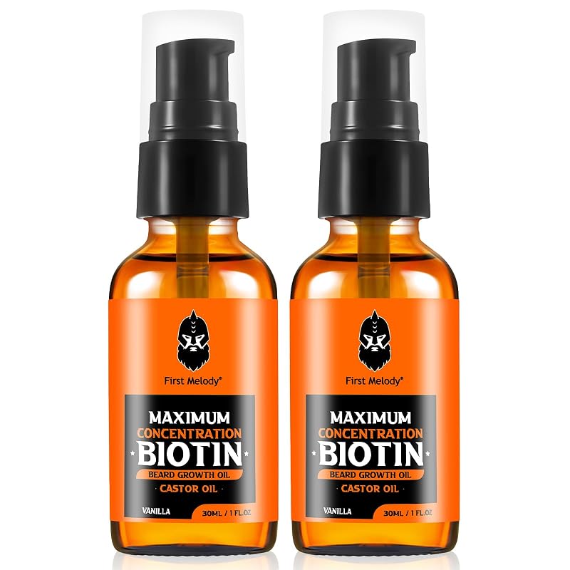 Óleo para Barba First Melody com biotina, óleo de rícino, óleos de argan e jojoba, 2 unidades de 30 mL