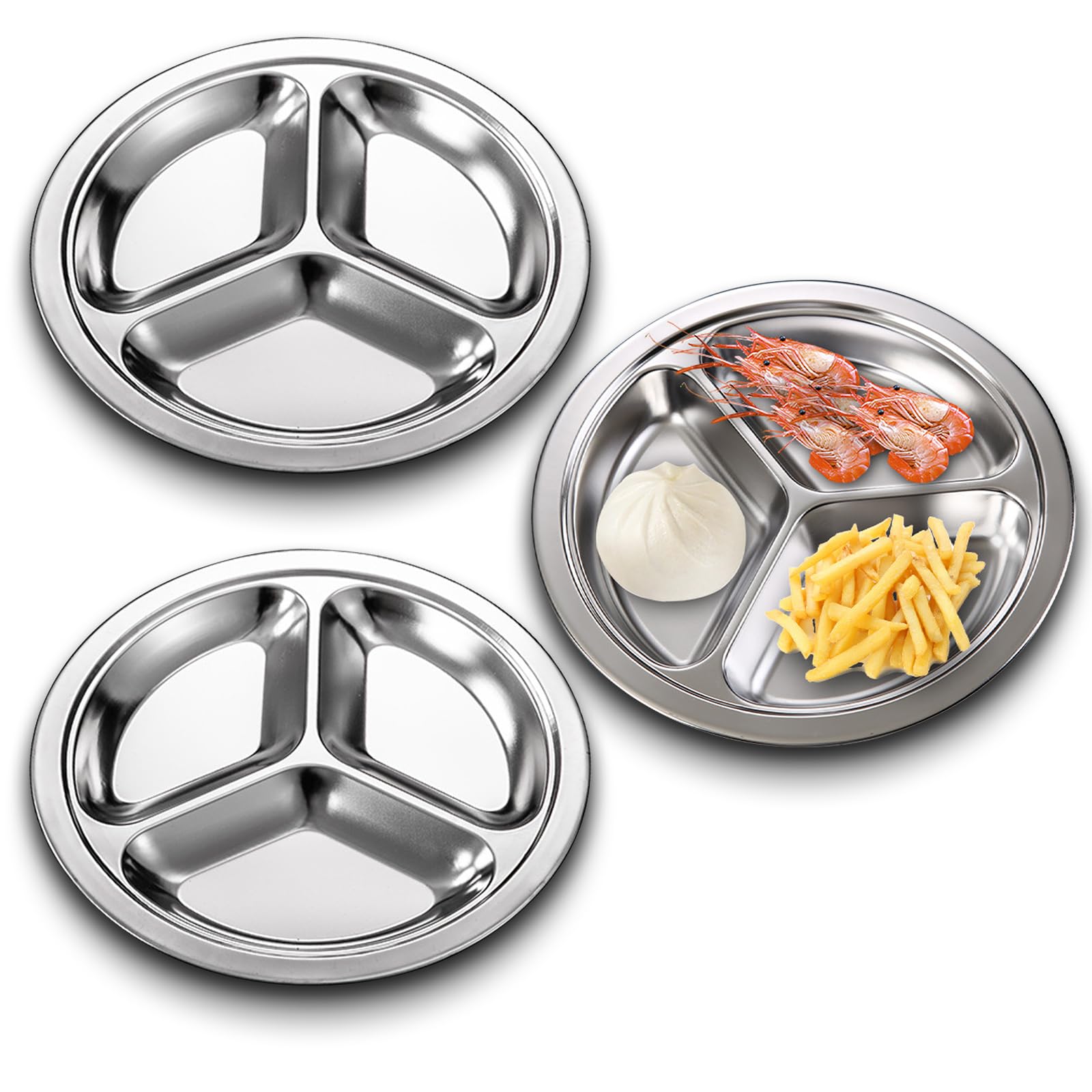 Set 6 Piatti In Acciaio Inossidabile Doppio Strato 19cm WANBY | Infrangibili, Lavastoviglie, Ideali Per Campeggio E BBQ