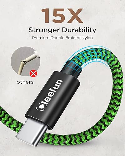 Miniatura 5 de CLEEFUN - Cable corto USB C de 3.8 A, carga rápida, cable USB a USB C, cable de carga trenzado para banco de energía, Galaxy S23 S22 S21 S20 FE
