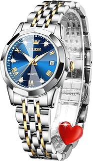 Womens Watches Silver Elegant Diamond Ladies Small Wrist Watch Stainless Steel Two Tone Date Day Analog Quartz Female Watch Gift