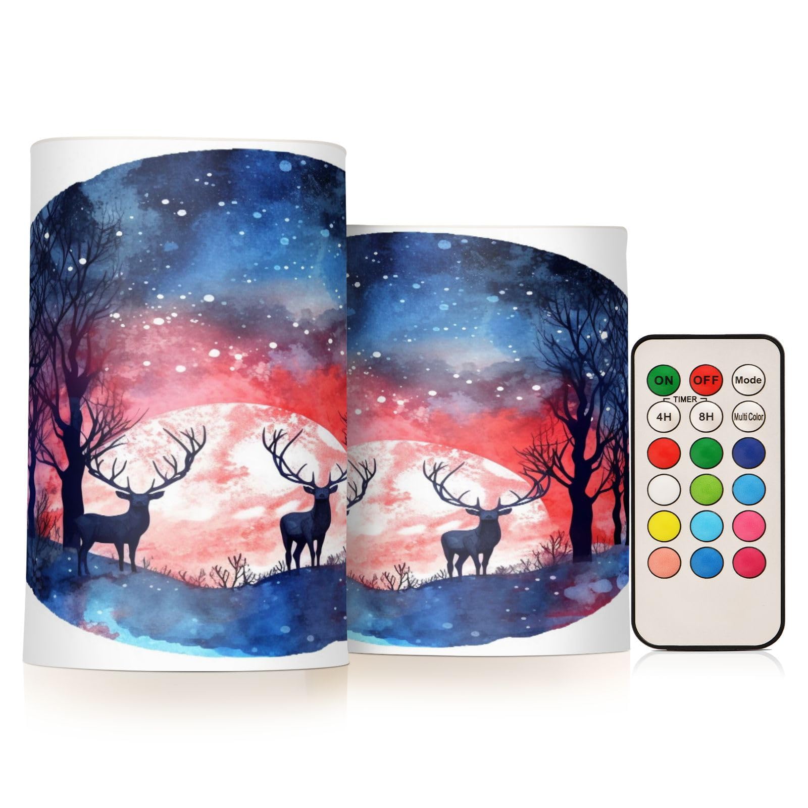 ALAZA Reindeer (11) Flickering Flameless Candles Battery Operated with Remote Timer,Tea Light Candles LED Pillar Votive Candles Set of 2 for Outdoor Indoor Decorations