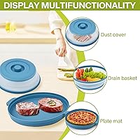 Vista 4 de Microwave Splatter Cover for Food with Anti-scald Base Plate,Large Plastic & Silicone Vented Avoid Scalding Collapsible Guard Lid,Kitchen Essential